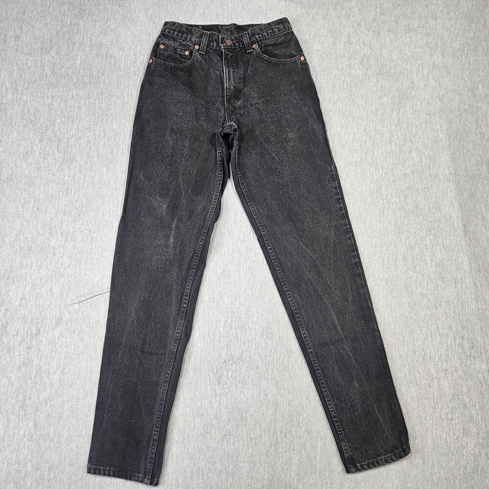 Vintage Levis Jeans Womens 5 LONG (26x32) 550 Relaxed Tapered Black Made USA 90s